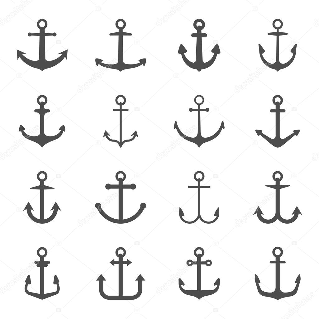 Vector anchor symbols or icons set