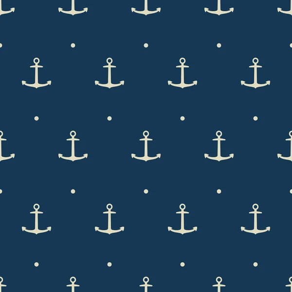 Dark blue seamless pattern with vector anchors — Stock Vector