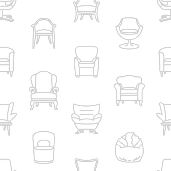 Seamless vector white pattern of armchairs — Stock Vector