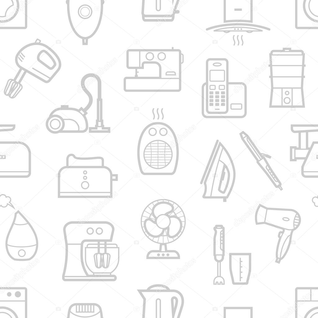 Seamless pattern of home appliances icons