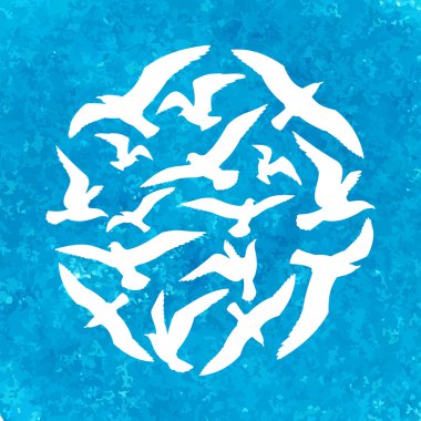 Vektör martılar siluetleri sulu boya topu