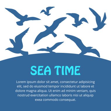 Martılar uçan vektör siluetleri