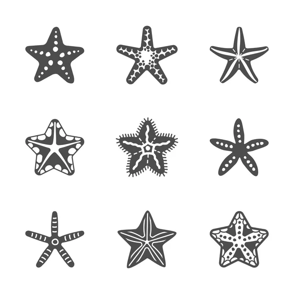 Conjunto de forma vectorial de varias estrellas de mar — Vector de stock