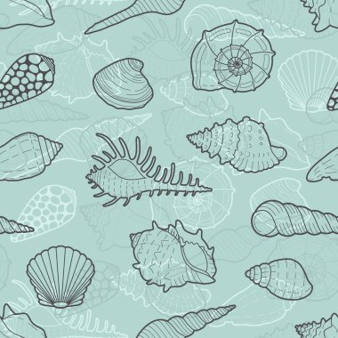 Dekoratif vektör seamless modeli deniz kabukları