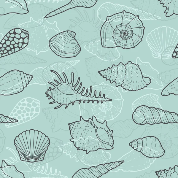 Decorative vector seamless pattern of sea shells — Stock Vector