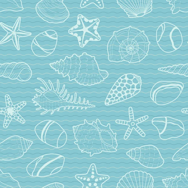 矢量模式中白海贝壳，星星，石头 — 图库矢量图片