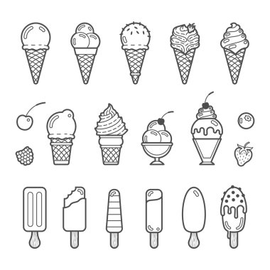 Vektör Icon set nefis dondurma