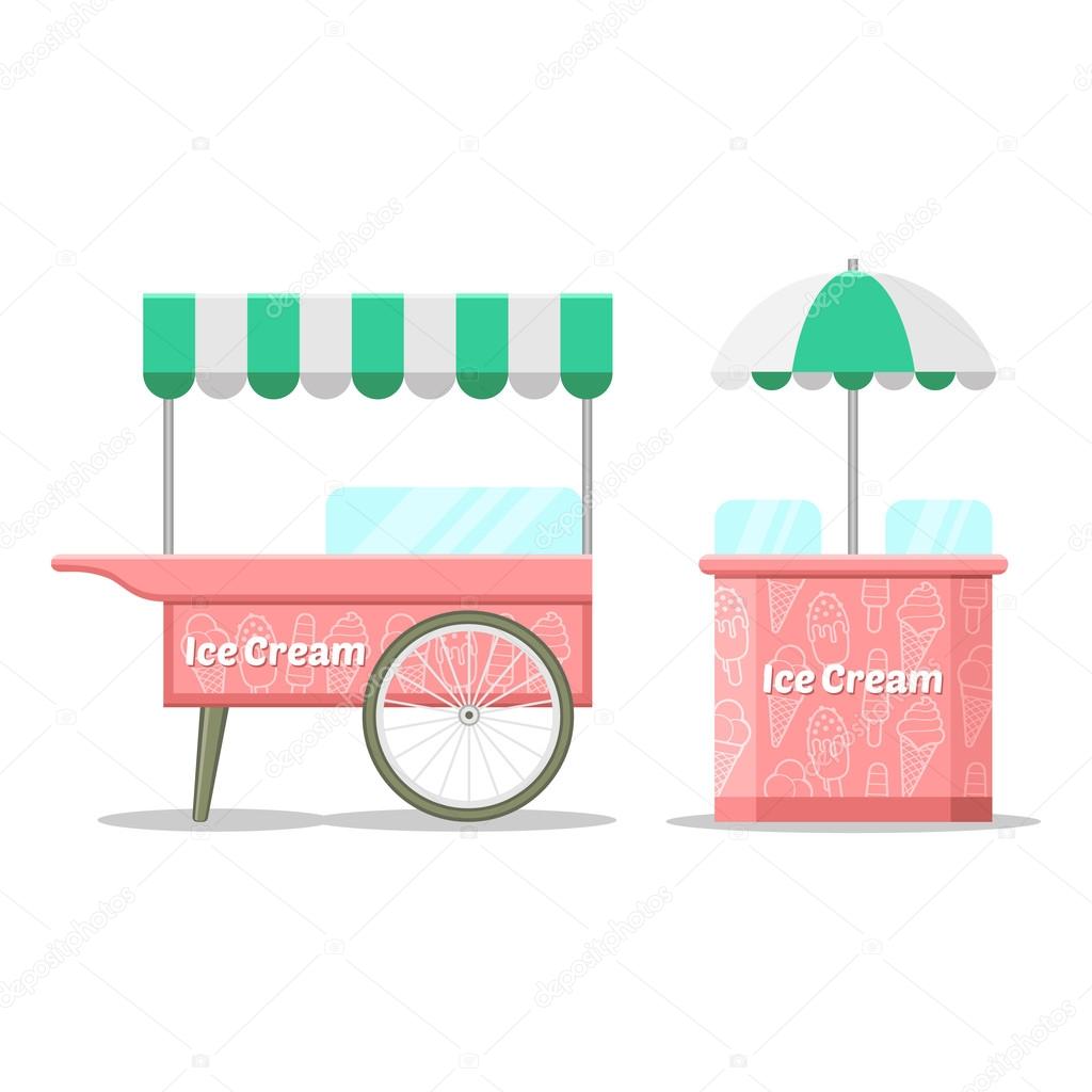 Ice cream colorful cart. Vector illustration