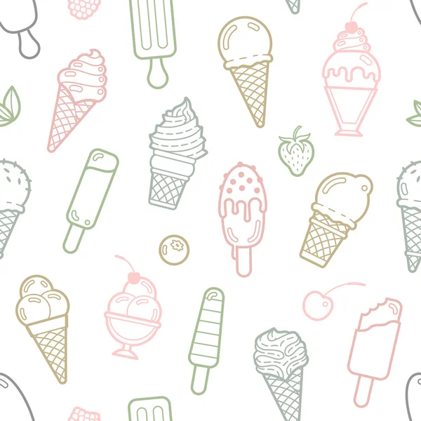 Vector cute pastel ice cream seamless pattern — Stock Vector