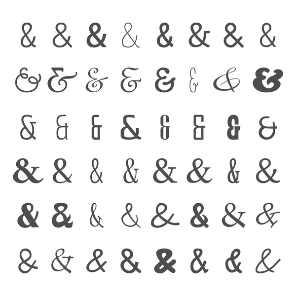 Vector icon set van zwarte ampersands — Stockvector