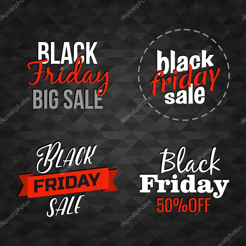 Vector Black Friday lettering signs collection on seamless background for logo, banners, labels, badges, prints, posters, web, presentation