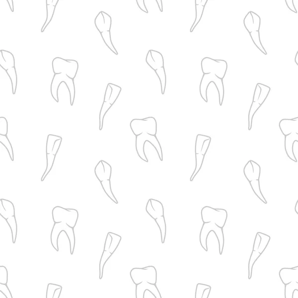 Vector seamless teeth pattern on white background — Stock Vector