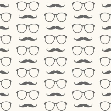 Vektör seamless modeli bıyık ve gözlük