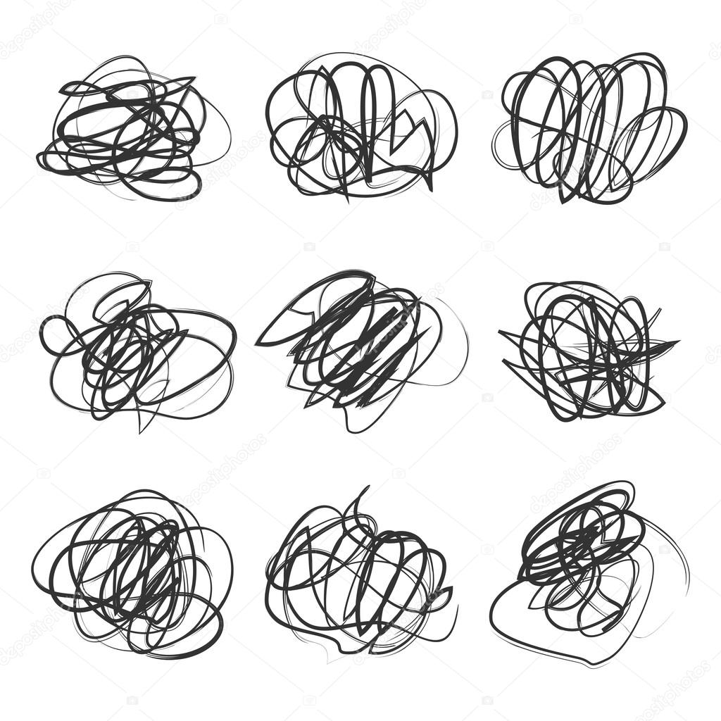 Vector light set hand drawn scribble shapes