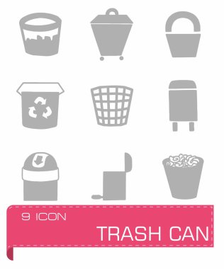 Vektör çöp kutusu simge seti