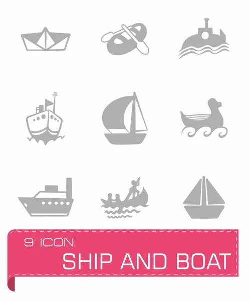 Set di icone per nave vettoriale e barca — Vettoriale Stock