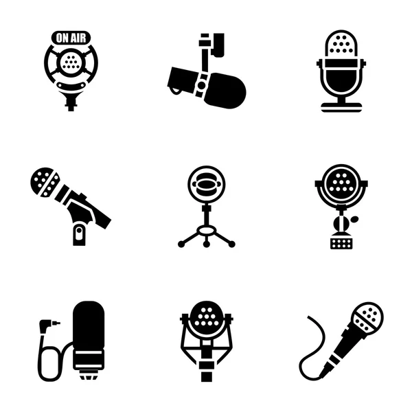 Conjunto de ícone de microfone vetorial — Vetor de Stock