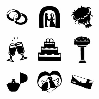 Vektör düğün Icon set