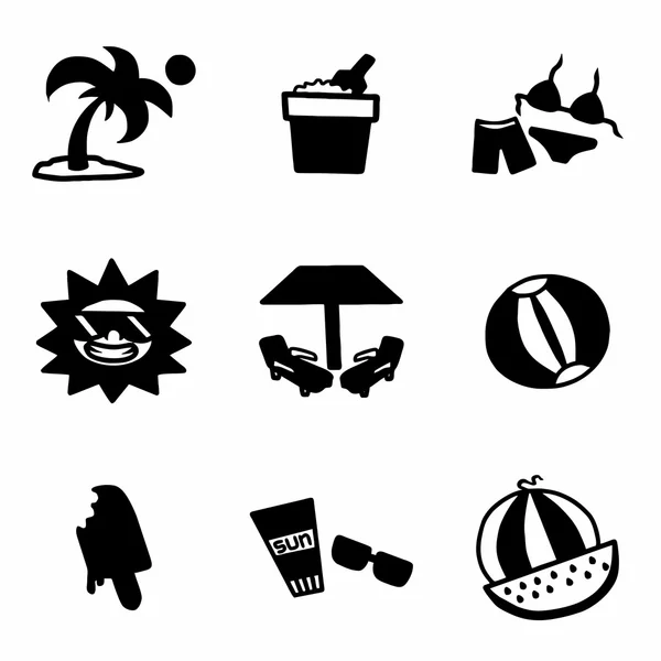 Set di icone estivi vettoriali — Vettoriale Stock