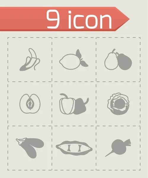 Ensemble d'icônes de fruits et légumes vectoriels — Image vectorielle