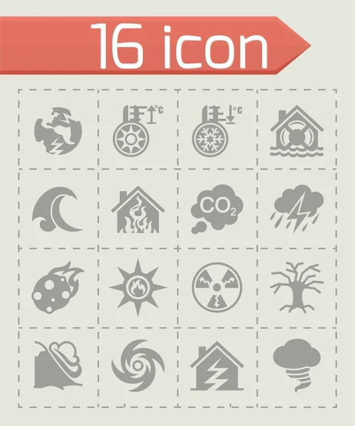 Conjunto de iconos de desastre vector — Vector de stock