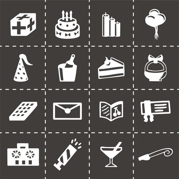 Vector icono de cumpleaños conjunto — Archivo Imágenes Vectoriales