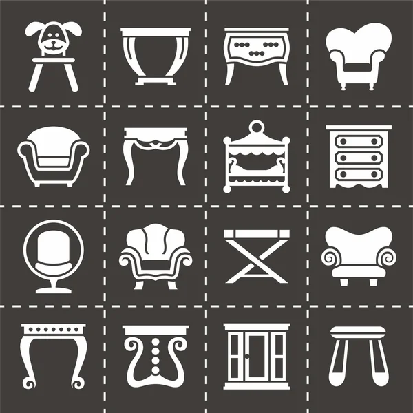 Conjunto de iconos de muebles vectoriales — Archivo Imágenes Vectoriales