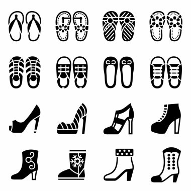 Vektör ayakkabı Icon set