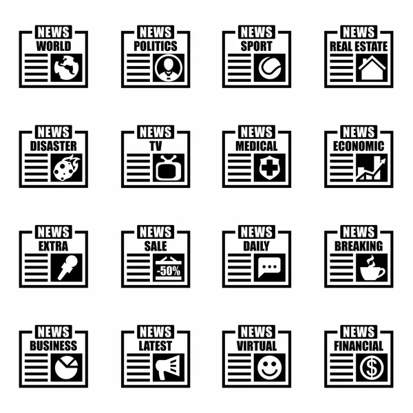 Ensemble d'icônes de journaux vectoriels — Image vectorielle