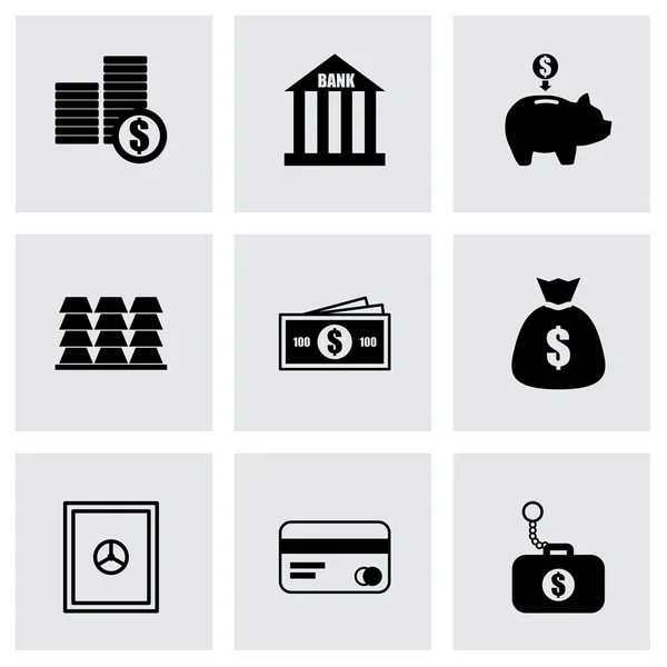 Vector negro banco iconos conjunto — Vector de stock