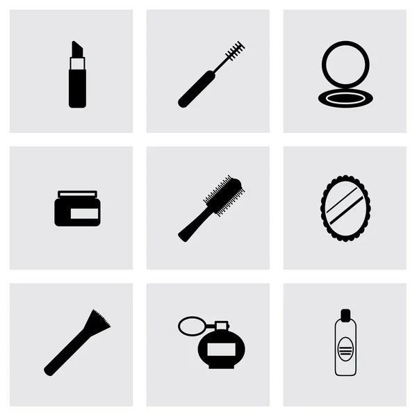 Vector black cosmetics eyes icons set — Stock Vector