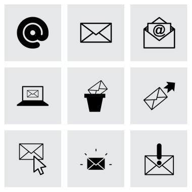 siyah vektör email simgeler kümesi
