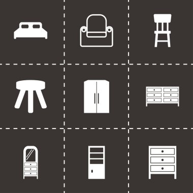 siyah vektör mobilya simgeler kümesi