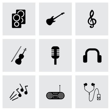 vektör siyah müzik simgeler kümesi
