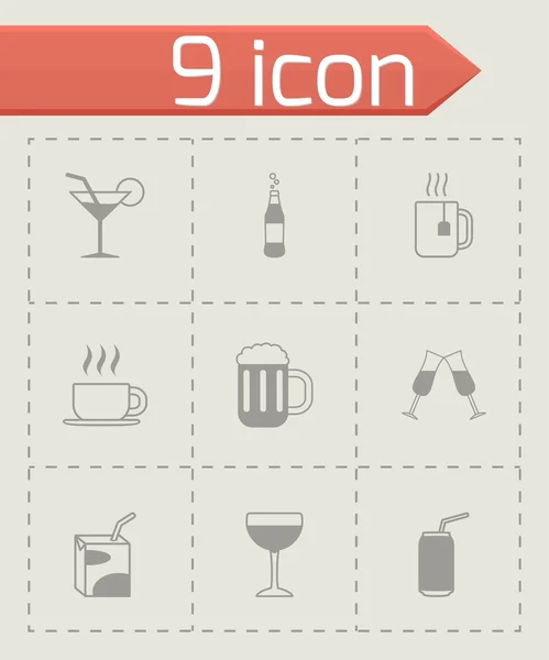 Conjunto de iconos de vectores de bebidas negras — Vector de stock