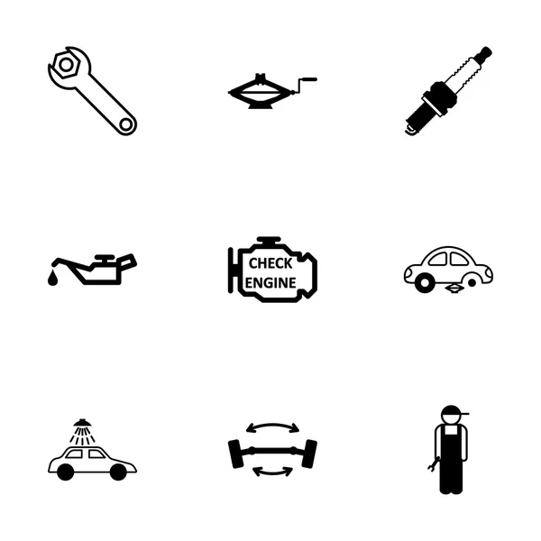 Vector black car service icons set — Stock Vector