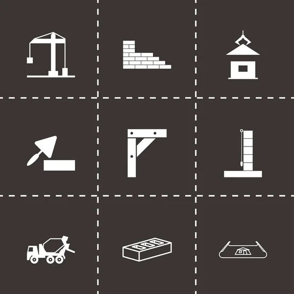 Set di icone di costruzione nero vettoriale — Vettoriale Stock