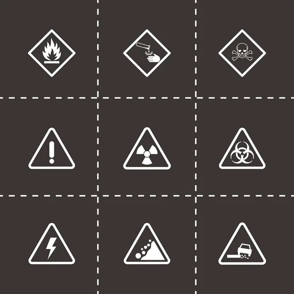 Vector black danger icons set — Stock Vector