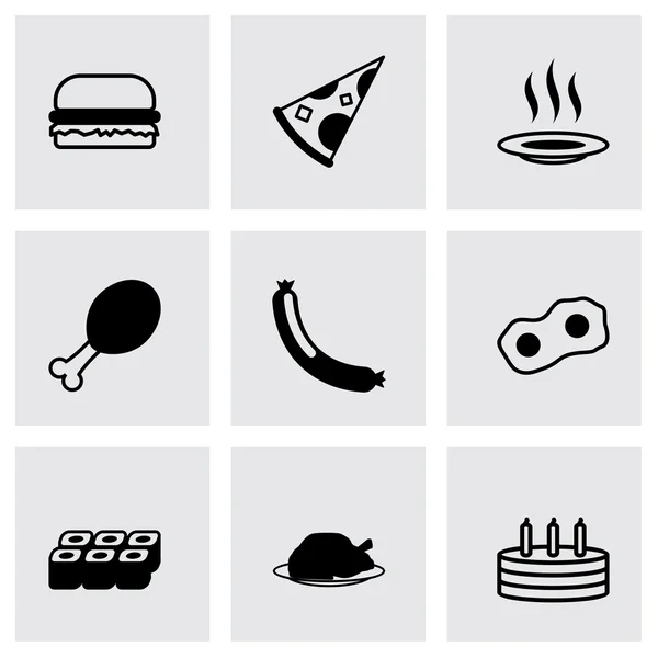 Conjunto de iconos de comida negra vectorial — Vector de stock