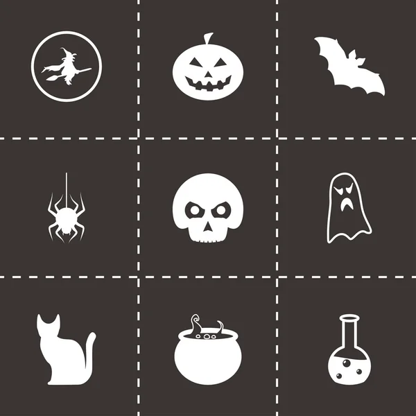 Vector black halloween icons set — Stock Vector