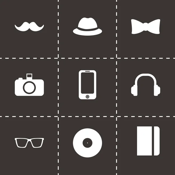 Set di icone hipster nero vettoriale — Vettoriale Stock