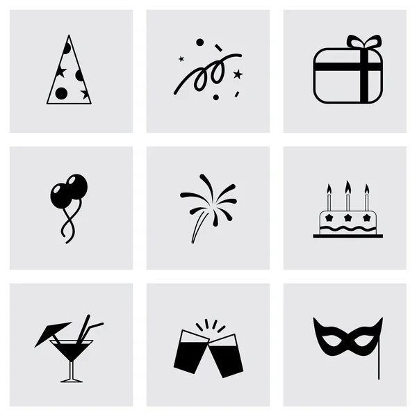 Vector black party icons set — Stock Vector