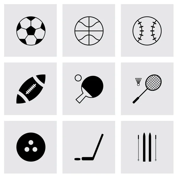 Conjunto de iconos de deporte negro vector — Vector de stock