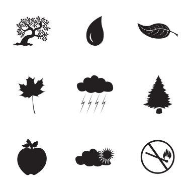 siyah vektör Eko simgeler kümesi