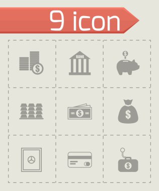 siyah vektör banka simgeler kümesi