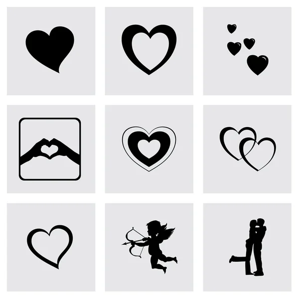 Ensemble d'icônes d'amour noir vectoriel — Image vectorielle