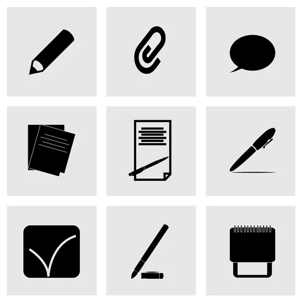 Vektor svart anteckningar ikoner set — 图库矢量图片