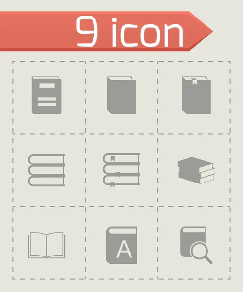 Vector black book icons set — Stock Vector