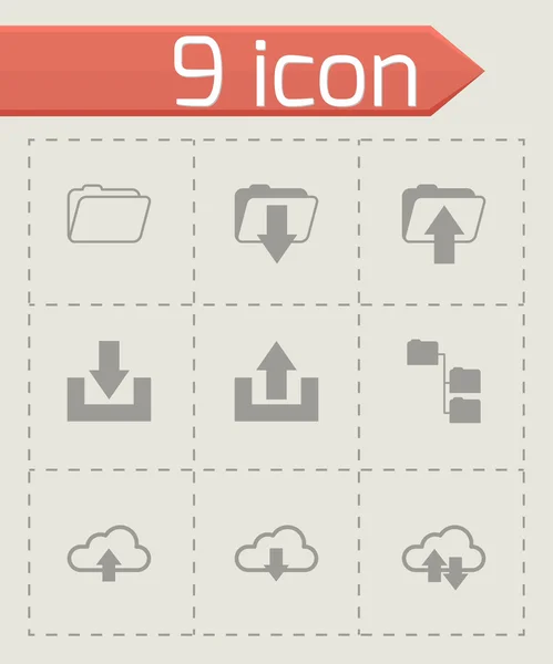 Vector black ftp icons set — Stock Vector