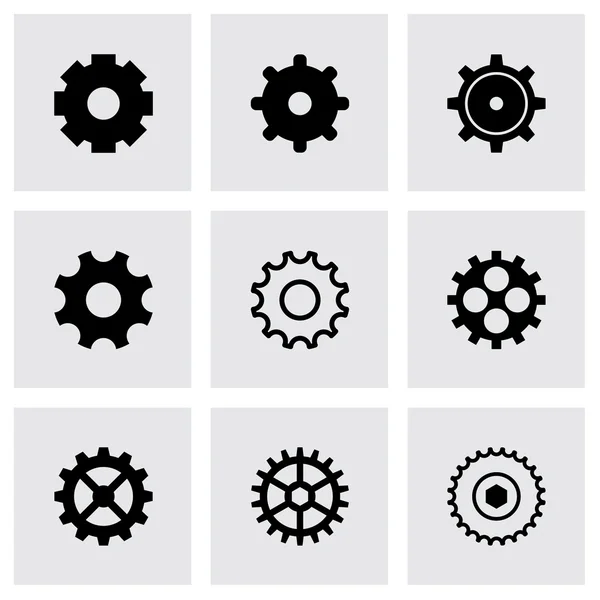 Ensemble d'icônes d'engrenages vectoriels noirs — Image vectorielle